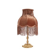 a table lamp with fringed shades on it