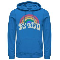 Add a fun splash of color to your wardrobe with this men's rainbow hoodie. 1-pocket Drawstring hood Long sleevesFABRIC & CARE Cotton, polyester Machine wash Imported Add a fun splash of color to your wardrobe with this men's rainbow hoodie. Licensed Character Add a fun splash of color to your wardrobe with this men's rainbow hoodie. Color: Med Blue. Gender: male. Age Group: adult. Material: Fleece. Casual Winter Rainbow Hoodie, Rainbow Cotton Hoodie, Rainbow Casual Winter Hoodie, Rainbow Cotton Hooded Hoodie, Rainbow Cotton Sweatshirt For Winter, Rainbow Hoodie For Winter Streetwear, Rainbow Hoodie, Retro Rainbow, Blue Gender