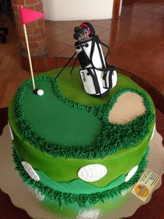 a golf themed cake on a table