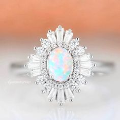 Australian Opal Ring, Natural Opal Ring, Popular Engagement Rings, Moonstone Engagement Ring, Opal Engagement, Engagement Rings Opal, Wedding Ring Designs, Solid Gold Jewelry, Anniversary Gift For Her