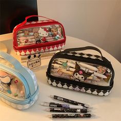 Sanrio Stationery Hello Kitty Pencil Case Large Capacity Double-Deck Pen Case Kuromi Cinnamoroll Hello Kitty Pencil Case, Stationary Storage, Melody Cinnamoroll, Double Deck, Stationery Organization, Pencil Bags, Pen Case, Pencil Pouch, Simple Life