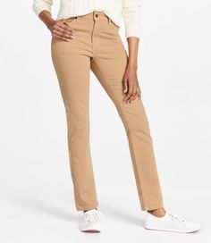 Our ultraflattering colored slim-leg jeans are guaranteed to keep their shape, even after frequent washings, eliminating bagging and stretching. Inseams: Regular 30", Petite 28", Medium Tall 32", Tall 34". Classic Fit: Sits at the waist. Slightly fitted through hip and thigh. Slim-leg. In a blend of 91% cotton, 7% polyester, 2% elastane. Garment dyed for rich color and exceptional softness. Machine wash and dry. Five-pocket styling. Fly front with button closure. Imported. Fit: Classic - Sits at Straight Leg Khakis, Ll Bean Women, Colored Pants, Fashion Color, Ll Bean, Denim Pant, Slim Legs, L L Bean, High Jeans