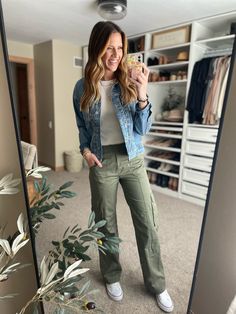 Relaxed Cargo Pant curated on LTK Women’s Relaxed Fashion, Outfits To Go With Green Cargo Pants, Womens Outfits With Cargo Pants, Cute Casual Outfits Cargo Pants, Womens Green Cargo Pants, Black Cargo Pants Outfit Business Casual, Cargo Pants Outfit Hiking, Cargo Pants Mom Outfit, Wide Leg Utility Pants Outfit