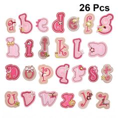 Hemoton 26 Pcs DIY Sew Decoration Appliques Stickers Cartoon Pink Alphabets Embroidery Patches for Clothes Dress Hat Jeans Repairing - Walmart.com Penanda Buku, Scrapbook Printing, Scrapbook Stickers Printable, Pink Letter, Diy Patches, Clothing Patches, Iron On Applique, Embroidery Patches, Journal Stickers