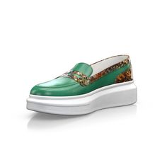 Loafers 15448 | Girotti Green Slip-on Moccasins With Flat Heel, Green Leather Loafers With Flat Heel, Designer Slip-on Moccasins With Rubber Sole, Green Slip-on Loafers With Rubber Sole, Leather Low-top Platform Loafers For Formal Wear, Luxury Low-top Loafers With Removable Insole, Green Leather Slip-ons With Flat Heel, Formal Leather Low-top Platform Loafers, Formal Low-top Leather Platform Loafers