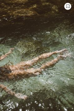 two people are swimming in the water together