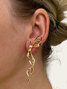 Bow Earrings - Gold