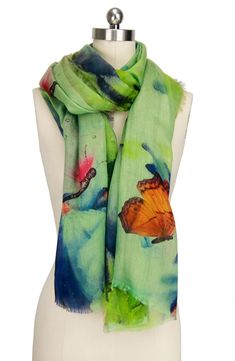 Love to layer in this eclectic lightweight scarf styled in a colorful butterfly pattern with fringe that is signature to Saachi's artisanal inspired brand. 40" x 80" 95% modal, 5% cashmere Hand wash cold, line dry Imported Butterfly Scarf, Colorful Butterfly, Lightweight Scarf, Butterfly Pattern, Colorful Butterflies, Scarf Styles, Nordstrom Rack, Scarf Accessory, Cashmere