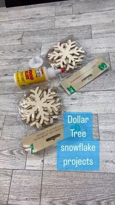 dollar tree snowflake projects are on the floor