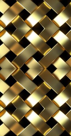 an abstract gold and black background that is made up of many different metallic squares,