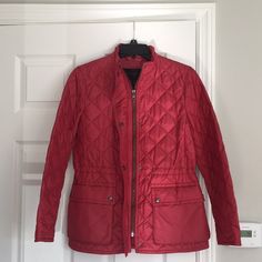 Nwt. Coach Red Quilted Jacket. Size Xs. Perfect For Fall Or Spring! Casual Quilted Red Outerwear, Casual Red Quilted Outerwear, Casual Coach Winter Outerwear, Red Quilted Long Sleeve Outerwear, Coach Long Sleeve Fitted Outerwear, Coach Fitted Long Sleeve Outerwear, Fitted Coach Outerwear With Pockets, Fitted Coach Outerwear For Fall, Fitted Long Sleeve Coach Outerwear