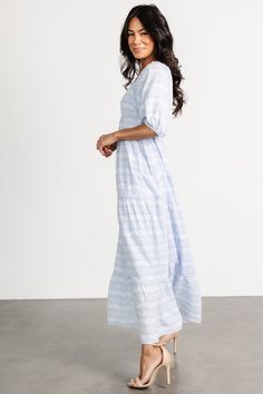 Dress Light Blue, Baltic Born, Tiered Maxi Skirt, Mid Length Sleeves, Empire Waistline, Skirt Skirt, Sewing Tips, Cup Size, Mid Length