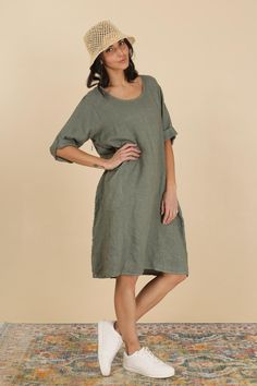 Description Introducing the perfect dress for any occasion—our Natural Linen Dress. Crafted from high-quality, breathable linen fabric, this dress offers both comfort and style. The classic design features a flattering A-line silhouette that compliments all body types. The soft, natural color of the linen adds a touch of elegance, making it suitable for any event, from casual outings to formal gatherings. Not only is this dress aesthetically pleasing, but it is also environmentally friendly. Our Elegant Relaxed Fit Short Sleeve Linen Dress, Elegant Short Sleeve Linen Dress With Relaxed Fit, Elegant Knee-length Linen Dress With Relaxed Fit, Knee-length Linen Midi Dress For Daywear, Elegant Linen Midi Dress With Relaxed Fit, Elegant Relaxed Fit Linen Midi Dress, Elegant Linen Dress With Relaxed Fit And Midi Length, Relaxed Fit Linen Work Dress, Classic Relaxed Fit Knee-length Dress