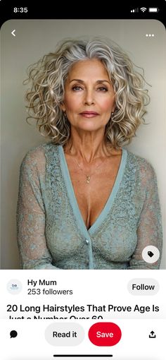 Soft Curly Updo Wedding, Natural Curly Bob Hairstyles, Grey Curly Hair Over 50, Curly Hair Older Women, Short Curly Gray Hair Over 50, Curly Gray Hair Over 50 Curls, No Fuss Hairstyles, White Hair Woman, Curly Grey Hair