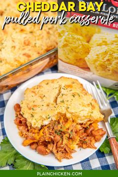 cheddar bay pulled pork casserole on a plate