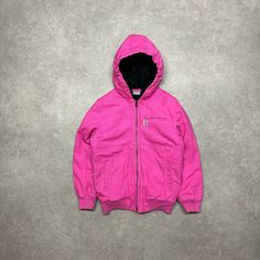 Vintage Carhartt pink hooded fleece lined active jacket Size - Large fits women's Small Width - 20' Length - 24' Coat Aesthetic, Pink Carhartt, Carhartt Coat, Aesthetic Fit, Aesthetic Fits, Active Jacket, Vintage Carhartt, Favorite Outfit, Mens Jackets