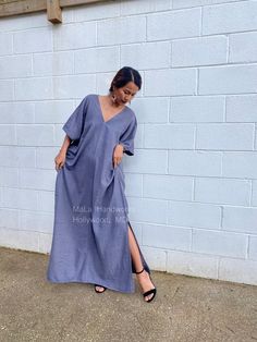 Embrace the gentle waves and sunny shores with our double gauze cotton kaftan in gray. This versatile floor-length kaftan falls gracefully just above the ankles (depending on your height), making it the perfect beach dress or cover up. Crafted from light and airy double gauze cotton, it's your essential for a night on the town, a day by the sea, or just running errands. Gray Cotton Maxi Dress For Summer, Gray Maxi Dress For Spring Beach Outing, Casual Gray Maxi Dress For Beach, Casual Gray Maxi Dress For The Beach, Bohemian Gray Maxi Dress For Summer, Relaxed Fit Unlined Maxi Dress, Unlined Relaxed Fit Maxi Dress, Cotton Kaftan Dress, Cotton Kaftan