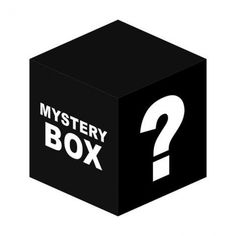 a black box with a question mark on the front and bottom, which says mystery box?