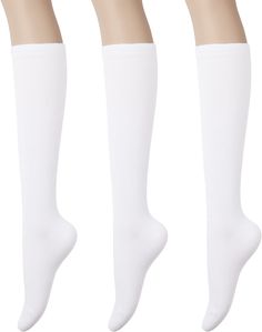 PRICES MAY VARY. Made from 84% cotton, 11% polyester, 5% polyurethane for comfort and breathability Knee high length hits right below the knees for a casual look Moisture-wicking cotton material keeps feet cool and dry during any activity Reinforced toe and stretch fabric allows for all day wear Machine washable; fits women's shoe sizes 5-10 
Women's Premium Cotton Knee High Socks socks 

 Product Main Information
 * Fabrics: Cotton 84%, Polyester 11%, Polyurethane 5%
 * Package & Color: 3 pairs Fitted White Mid-calf Socks, Soft White Knee-high Socks, Breathable Mid-calf Fitted Socks, Comfortable Fitted Knee-high Socks, Comfortable White Knee-high Socks, Breathable Fitted Mid-calf Socks, Fitted Breathable White Knee-high Socks, White Breathable Fitted Knee-high Socks, Fitted White Breathable Knee-high Socks