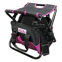 a pink and black dog carrier on a white background with the words pink box attached to it