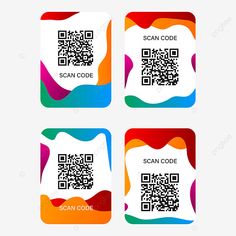 three square coasters with qr code on them, colorful, abstract png and psd