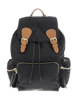 Burberry Large 'Rucksack' Backpack, Black - Premium Backpack from Burberry - Just $995! Shop now at Sunset Boutique Modern Black Backpack With Leather Trim, Black Leather Backpack With Leather Trim For Travel, Luxury Black Backpack For School, Luxury School Backpack With Leather Trim, Luxury Black School Backpack, Travel Backpack With Leather Trim And Nylon Material, Black Backpack With Leather Trim For Outdoor, Black Outdoor Backpack With Leather Trim, Black Leather Trim Backpack For Outdoor