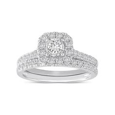 a white gold diamond engagement ring set