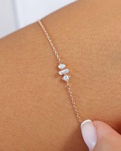 14k Gold Bezel Setting Diamond Solitaire Bracelet 0.05ctw – FERKOS FJ Single Diamond Bracelet, Simple Diamond Jewelry, Minimalist Accessories Jewellery, Gold Bracelet Wedding, Solitaire Bracelet, Diamond Bracelet Design, White Gold Pendant, Simple Diamonds, Handcrafted Bracelets