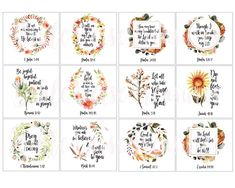 watercolor flowers with bible verses on them