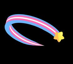 a pink, blue and white striped headband with a yellow star on the end