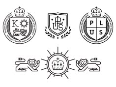 four emblems for the university of pennsylvania, which are designed in black and white