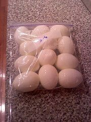 a package of eggs sitting on top of a counter