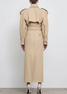 WARDROBE.NYC Perfecto Trench Crafted in a midweight Italian double twill cotton and defined by its cropped waist cut and meticulous tailoring. Fine details include signature epaulets, a throat latch, storm flap, and fixed belted closure. Color: Khaki Composition: Outer 100% Cotton, Lining 100% Viscose Fit: True to Size Luxury Gabardine Outerwear With Belted Cuffs, Luxury Gabardine Utility Outerwear, Luxury Outerwear With Concealed Placket And Straight Hem, Luxury Double-breasted Outerwear With Concealed Placket, Luxury Khaki Outerwear With Detachable Hood, Luxury Khaki Outerwear With Stand Collar, Luxury Khaki Outerwear With Double Button Closure, Luxury Khaki Notch Lapel Outerwear, Luxury Double-breasted Khaki Outerwear