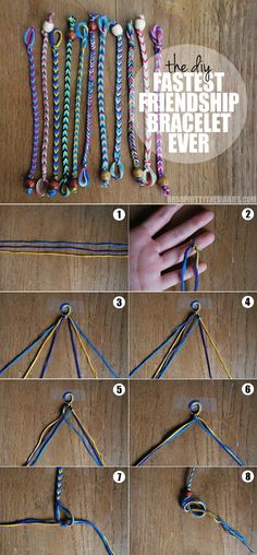 instructions for how to make an easy bracelet with beads and yarns - step by step