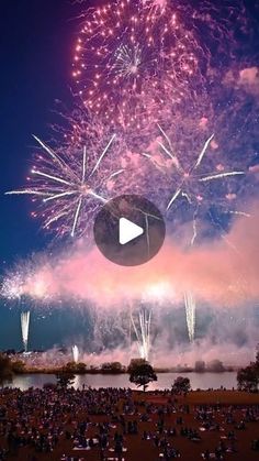 fireworks are lit up in the night sky