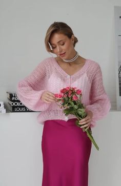 Mohair cardigan sweater pink with buttons,  handknit Knitted Fluffy Jacket, Party Crop Cardigan, Bridesmaid Cape for bride, bridal cover.  Romantic wedding sweater for the bride is made of Italian mohair with nylon. This short knitted cardigan will keep you warm at the party, keep your hair style and make you unique!   Size one oversized! Attention! Buttons may differ slightly from the picture!   The model in the photo wears a size S-M Width of the cardigan is approximately 70 cm (or 27.5 inches Elegant Pink V-neck Cardigan, Elegant Pink Winter Cardigan, Feminine Pink V-neck Cardigan, Feminine Pink V-neck Sweater, Elegant Pink Knitted Sweater, Pink Sweater For Winter Party, Pink Winter Party Sweater, Elegant Pink V-neck Sweater, Pink Fitted Cardigan For Party