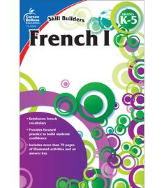 a book cover with the words french in green, purple and white circles on it