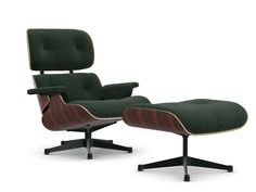 the eames chair and ottoman is shown in green