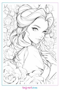 Color Pages For Adults, Beauty And The Beast Coloring, Manga Mermaid, Bujo Art, Art Coloring Pages, Belle And Beast, Belle Beauty And The Beast, Mermaid Coloring Pages