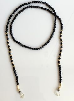 Black Beaded Glass Necklaces, Black Glass Beaded Necklaces With Round Beads, Black Beaded Glass Necklace, Black Glass Beaded Necklace With Round Beads, Handmade Glass Beads In Black, Handmade Black Glass Beads, Adjustable Long Necklace With Black Beads, Glass Necklace With Black Round Beads, Adjustable Black Beads Lariat Beaded Necklaces