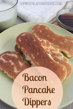 bacon pancake dippers on a green plate