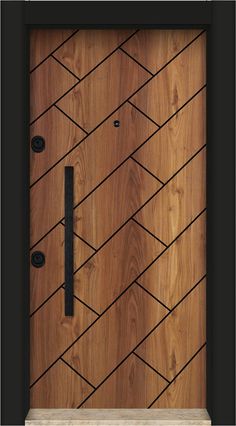 a close up of a door with wooden panels