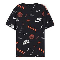 Nike Street Full Print Logo Short Sleeve Black CT6545-010 (Men's) Sporty Black Tops With All-over Print, Modern Black Printed Tops, Black Sporty Printed T-shirt, Black Printed Sporty Top, Nike Street, Nike T, Logo Tees, Print Logo, Nike Logo