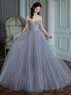 Gorgeous Off the Shoulder Gray Beaded Long Prom Dresses, Off Shoulder Gray Formal Evening Dresses, Beaded Gray Ball Gown Gray Ball Gown, Prom Dresses Off Shoulder, Prom Dress Tulle, Evening Dress Beaded, Tulle Long Prom Dress, Dresses Off Shoulder, Tulle Evening Dress, Dress Tulle, Long Sleeve Gown