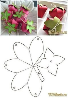 the instructions for how to make an origami flower with ribbon and paper flowers