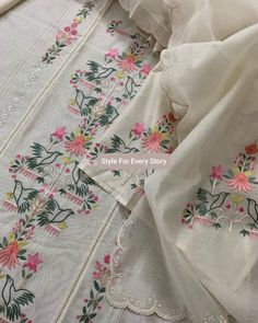 Item Overview ATHARVA Hand Embroidered Salwar Kameez Cream Off White/Chanderi Embroidery Shirt& Dupatta/Stitch Unstitch/Custom Anarkali/Plazzo/Gift Dno. CH1814A Fabric:  * Shirt: Chanderi Silk - Embroidered Neck/ 2.5 Mts Beautiful Hand Embroidery  * Dupatta: Chanderi Dupatta 2.5Mts/ Latkans Tassels (Motifs may wary)/Exclusive Gota Patti work * Bottom: Santoon Taffeta 2.5 Mts. Excusive Hand Embroidered Party Wear Punjabi Suit. Customization: * Fabrics Customization: Designs Can be made in differe Patiala Salwar, Couture Embroidery, Embroidery Suits Design, Embroidery Designs Fashion, Shirt Embroidery, Embroidery Suits, Designs For Dresses, Embroidery Fashion, Embroidery Dress