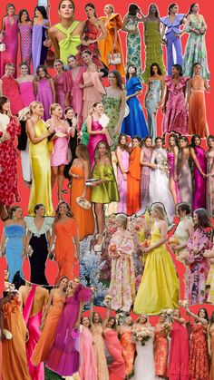 a collage of many different dresses and hair styles