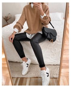 Winter Outfit Tennis Shoes, Elevated Basics Style Winter, Every Day Shoes Women, Relaxed Womens Outfits, Fall Work Casual Outfits Women, Womens Style 2024, Everyday Winter Outfit Ideas, Fall Dinner Outfit Casual, Zara Women Outfits