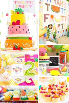 a collage of pictures with different types of cakes and desserts on display in them