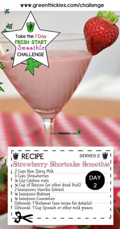 the recipe for strawberry shortcake smoothie is shown